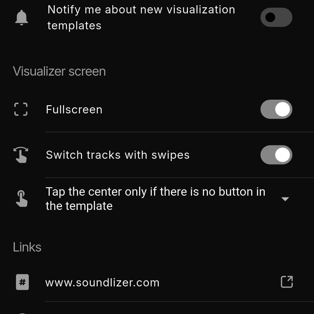 Primary soundlizer app settings