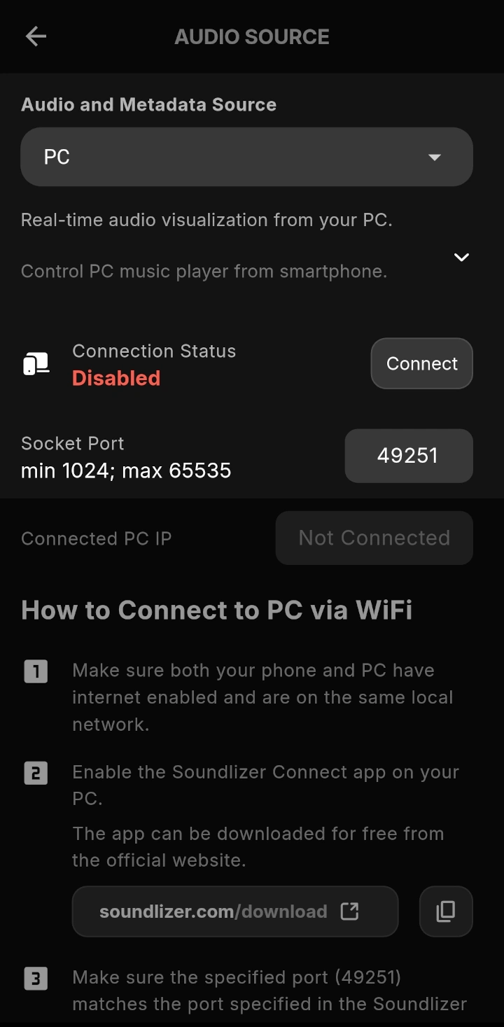 Audio Source Page