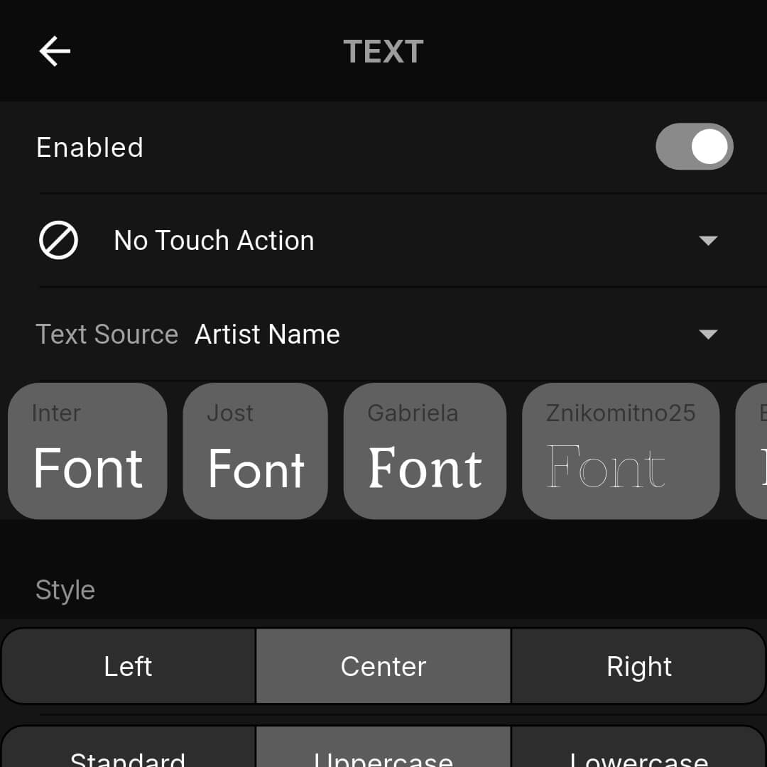 Visualizer text layer config